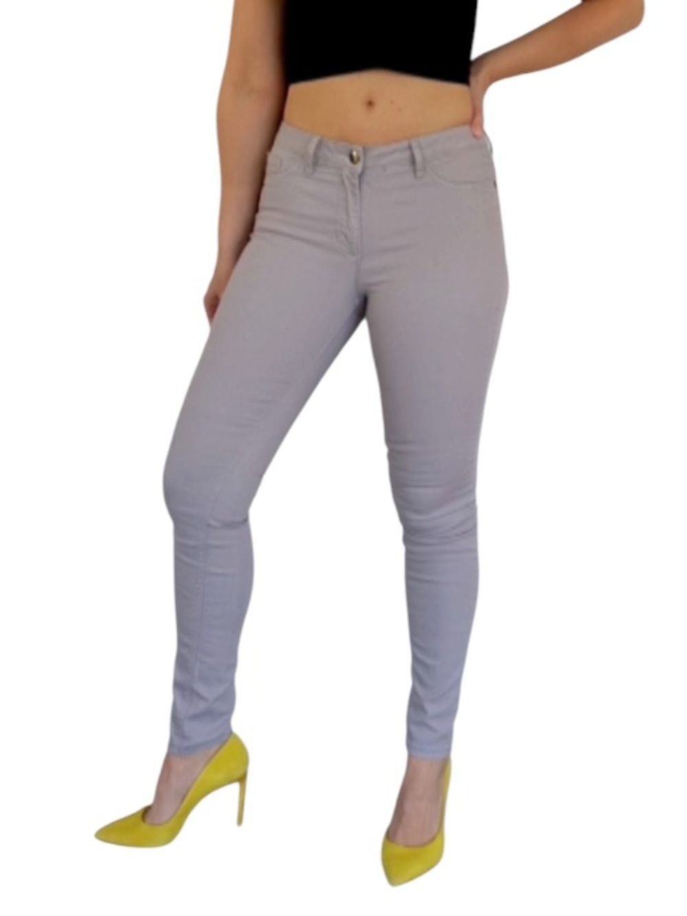 Lascana light silver gray stretchy cotton blend mid rise skinny jeans size 2